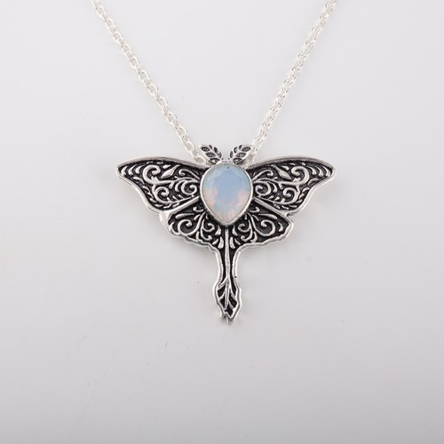 For Women Gift Milky Opal Gemstone 925 Sterling Silver Jewelry Boho Pendant1.2" - Picture 5 of 6