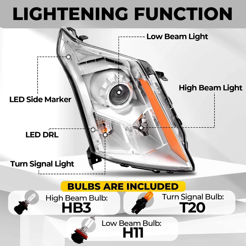 For Cadillac SRX Luxury / Premium 2010-2016 Projector Headlights w/ Bulbs LH+RH Foto 2 de 4