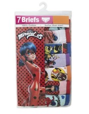 NEW - Miraculous Lady Bug Girls Size 8 Briefs - 7 Pack Underwear - Multicolor