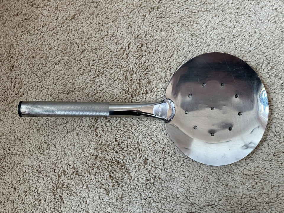 Uzbek plov lid, Uzbekistan Handmade Stainless Steel Skimmer (39 cm or 15.3 inch) - Image 4 of 4