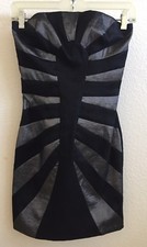 Jessica McClintock Strapless Dress, Black/Silver Party Cocktail Formal Size 2