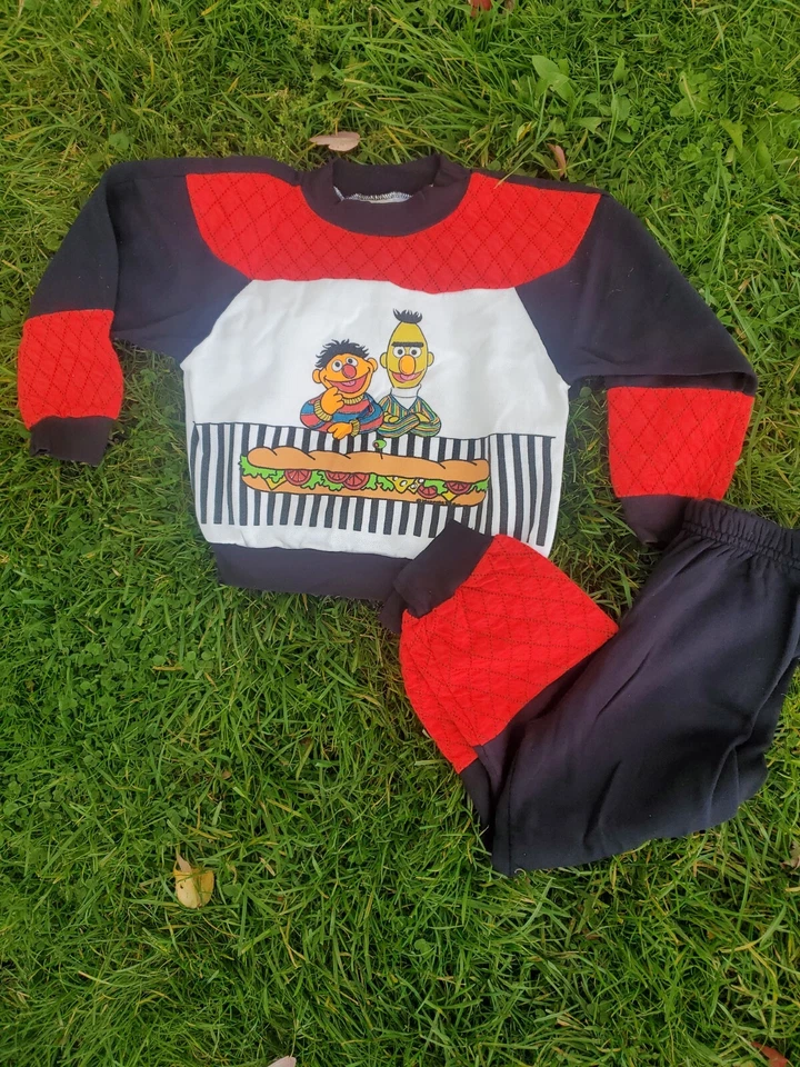 Vtg JcPenney Sesame Street Bert & Ernie Sub Sandwich Sweat Outfit Pants Shirt 5 - Image 2 of 4