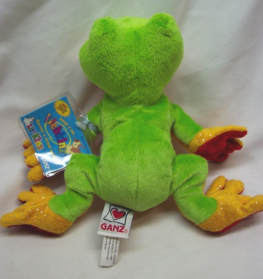GANZ Webkinz Lil' Kinz BRIGHT GREEN TREE FROG 6" Plush Stuffed Animal Toy NEW - Image 3 of 4