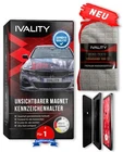 IVALITY 1x Magnetic Aluminium Bumper License Plate Holder Black
