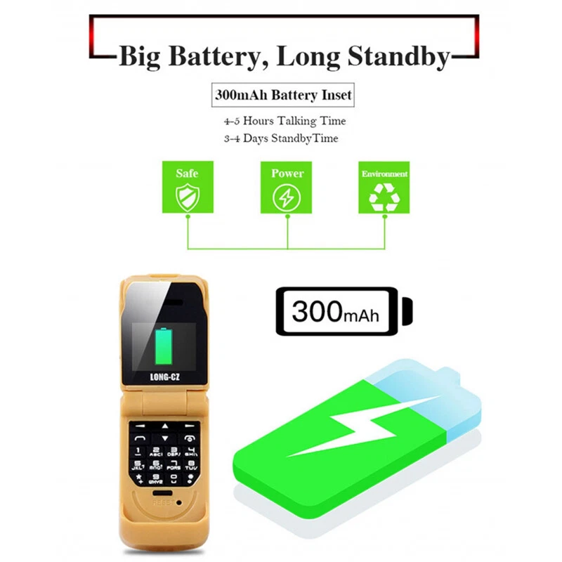 Mini Flip Mobile Phone 0.66in Wireless Bluetooth Dial Magic Voice Handsfree Kids - Image 4 of 4