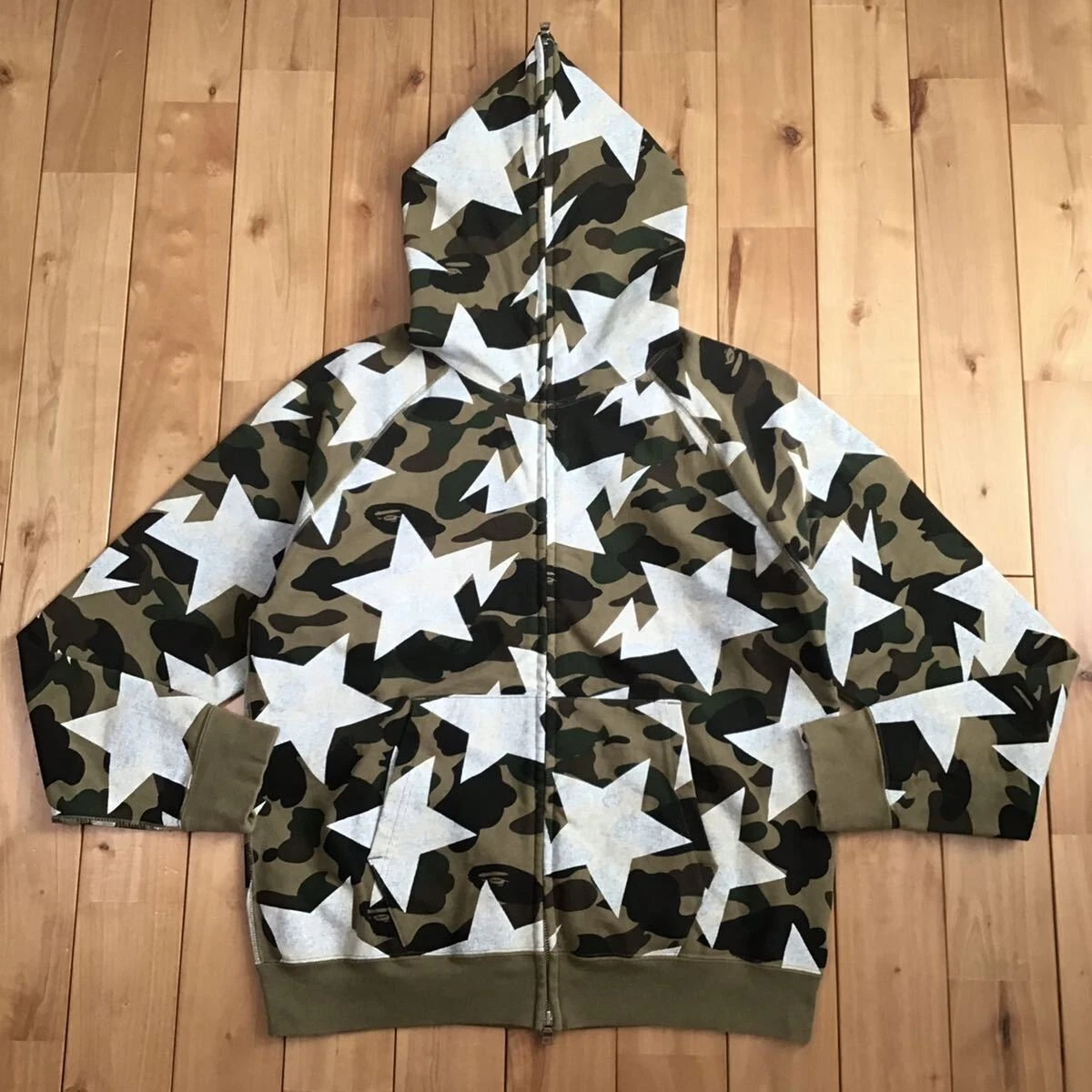 BAPE Star full zip hoodie 1st camo green a bathing ape sta