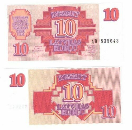 1992 Latvia P38 10 Rubli Banknote UNC  - Picture 1 of 1