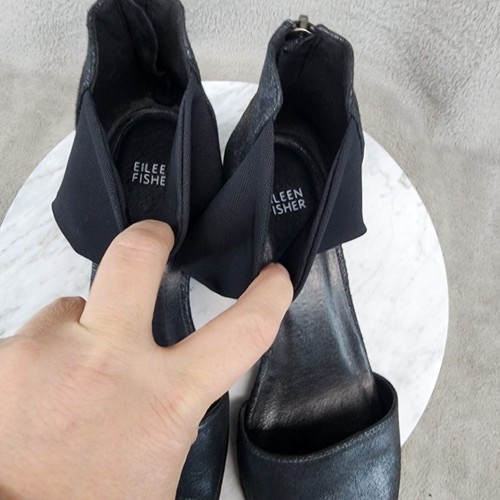 Eileen Fisher Shoes Womens Size 10 Fame D'Orsay Black Ankle Strap Sandals *GUC* - Picture 9 of 12