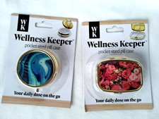 Pill Box Small Metal Travel 2/3 Compartment Durable 2 Lot NIB