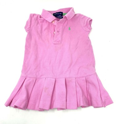 RALPH LAUREN Polo Button Up Baby Girl Pink Tennis Dress Size 18 Month