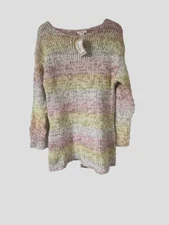 Sundance Women PM Sweater NWT Morning Song Pastel Cotton Mohair Blend Knit