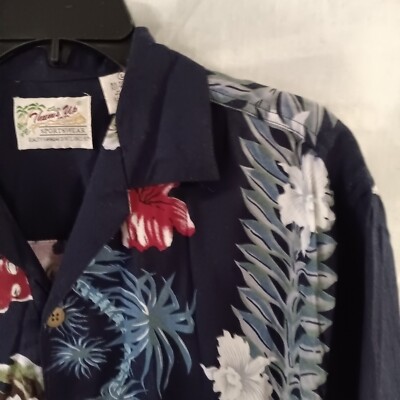 Vintage Thumbs Up Hawaiian Shirt Mens Large Regular Button Up Short Sleeve