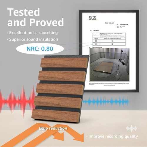 2-Pack Wood Slat Acoustic Panels for Wall & Ceiling, Wood-Laminate Soundproof Wa - Picture 8 of 9