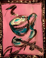 COFFEE   AMAZING Impasto  Abstract   CANVAS ORIGINAL PAINTING