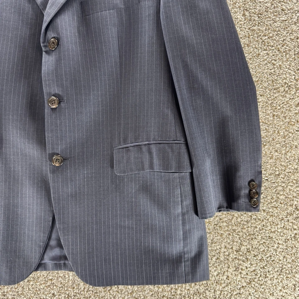 Ralph Ralph Lauren Blazer Mens 40 Blue Pin Stripes 3 Button Double RL Wool RRL - Image 4 of 4