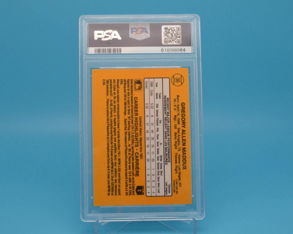 Greg MADDUX 1987 Donruss Rated Rookie PSA 9 - Image 2 of 2