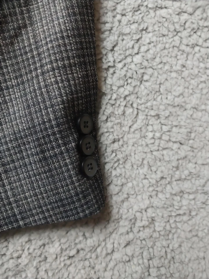 Blazer DKNY Mujer 18R Gris Glen Mezcla de Lana a Cuadros Dos Botones Muesca Solapa Forrada Foto 2 de 4