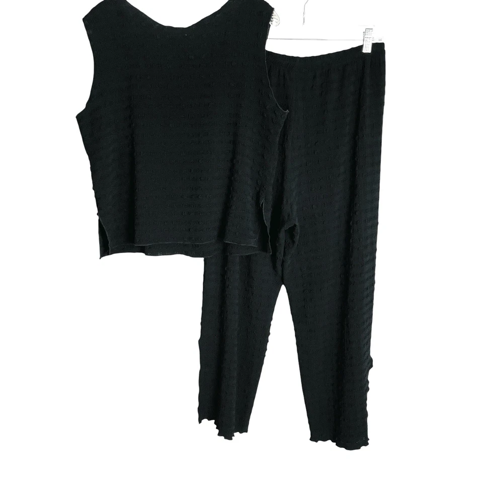 Conjunto de Conjunto IC by Connie K Texturizado Para Mujer M Negro Sin Mangas Top Pantalones Cortos EE. UU. Foto 2 de 4