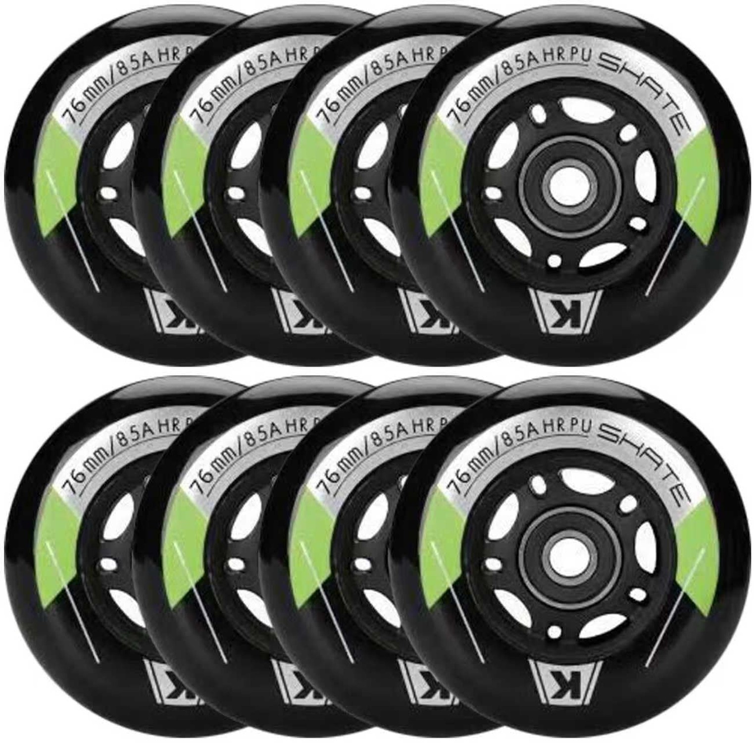 8 Pack Inline Skate Wheels 64mm, 70mm, 72mm, 76mm, 80mm - ABEC9 Bearing - 85A...