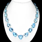 925 Sterling Silver Necklace Swiss Blue Topaz 436ct23p Handmade 21.5in Very Rare