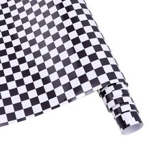 Black And White Permanent Vinyl Roll - 12 X 8ft - Patterned Adhesive Checker