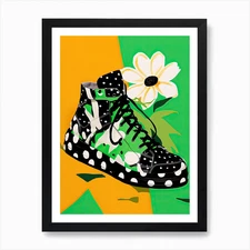 Shoes as Art: The Floral Sneaker Sa Framed Wall Art Poster Canvas Print Picture