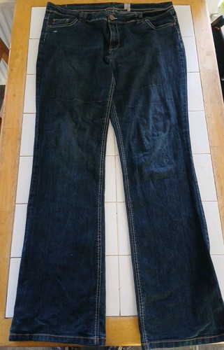 YESYES BOOTCUT DARK BLUE DENIM JEANS 18 W40" L34" TALL STRETCHY - Picture 1 of 2