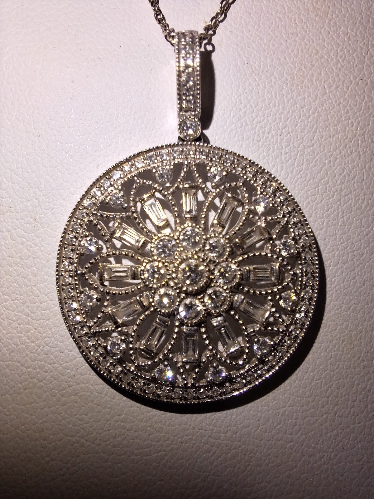 Effy White Gold Diamond Round Pendant Necklace-image