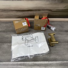 Pottery Barn Rhodes Hook Double Tumbled Brass W/Hardware Set/2 NIB OB