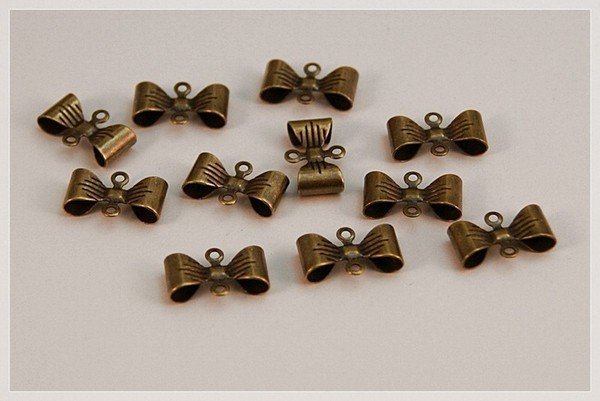 Filigrane Verbinder Als Schleifchen 10 StüCk In Bronzefarben Von Vintageparts-image
