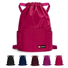 Waterproof Drawstring Gym Backpack Bag for Men Women, Sport Gym Sack Mini T...