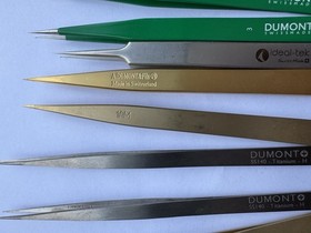 Dumont, Bergeon tweezers 10pce brass, steel, Titan,4,1,7S,WA15H, Ti,
