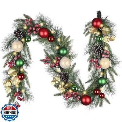 Valery Madelyn 6 Ft Pre-Lit Christmas Garland with Light for Mantle, Lighted 