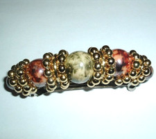 BEAUTIFUL MARBLED LUCITE AGATES 3" HAIR BARRETTE