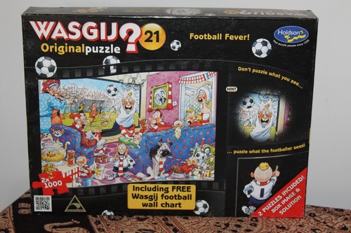 Wasgij 1000 piece puzzles x 2 - Football Fever! - includes wall chart. Complete.