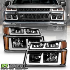 For 2004-2012 Chevy Colorado GMC Canyon Pickup LED Tube Headlights Left+Right