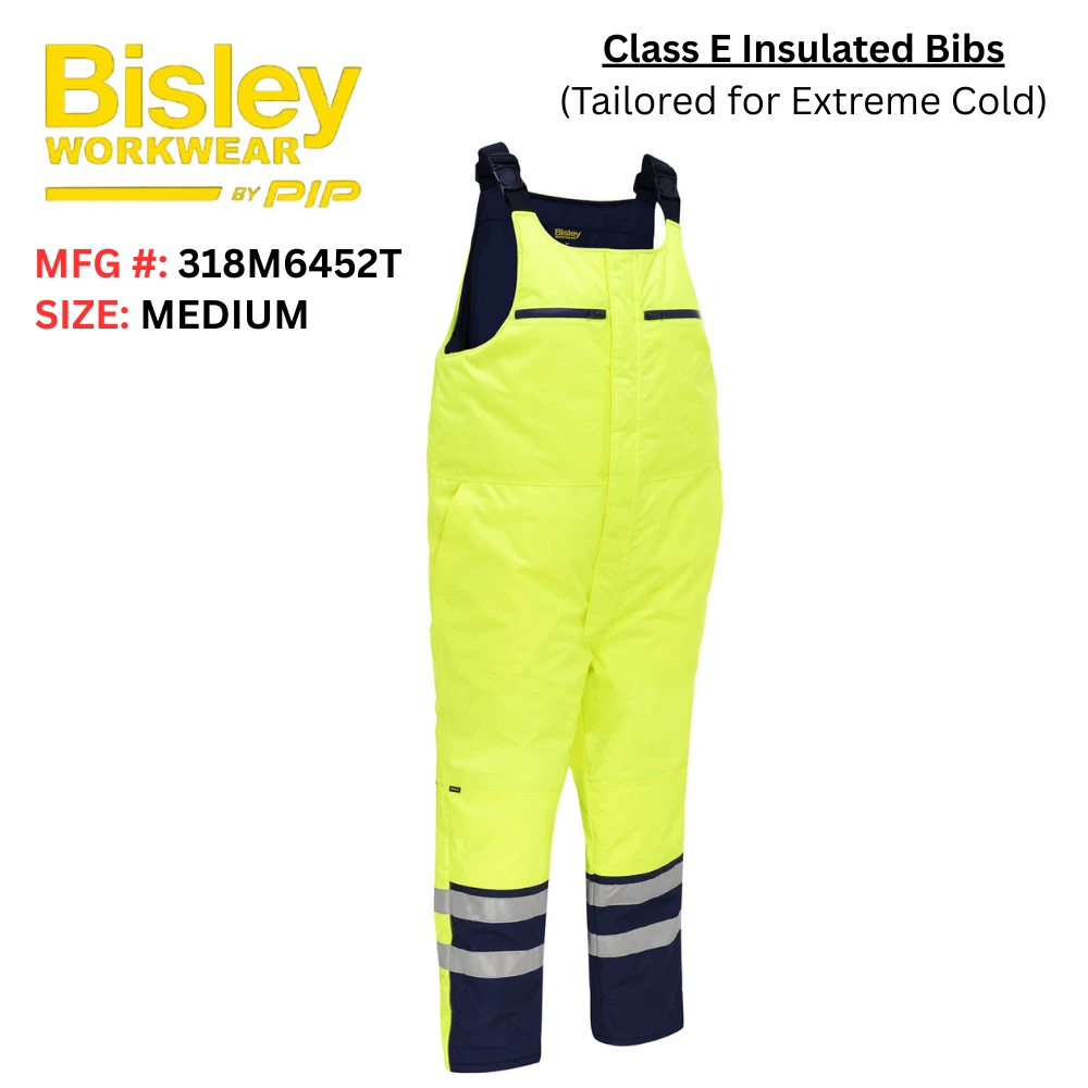 Bib Overall for Extreme Cold PIP Bisley #318M6452T Class E - Hi-Viz Lime - 1 PR image 1