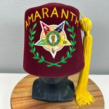 VTG Order of the Amaranth Fez Hat Maroon with Yellow Tassel Masonic Memorabilia
