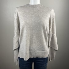 Brochu Walker Beige Cashmere Wool Blend Sweater Small Tiered Layered Sleeves