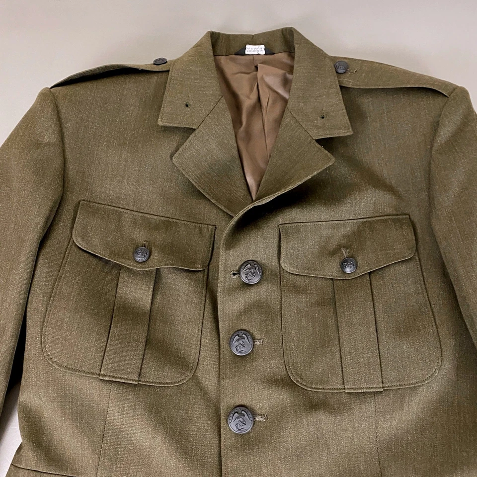 Flying Cross Military Jacket USMC Approved Men's Size Green 44 XL Wool Blend - Image 2 of 4