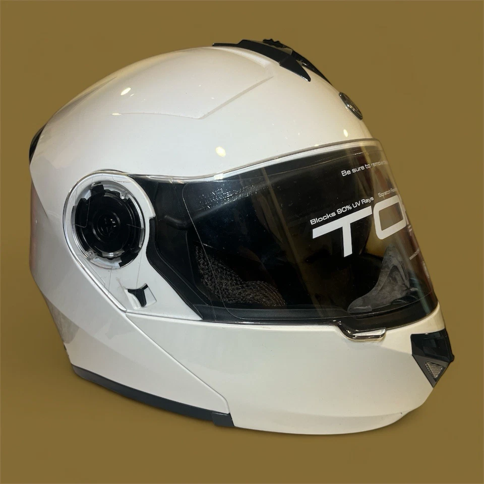 Casco de moto modular de cara completa Torc T27; blanco brillante talla mediana (57-58 cm) Foto 2 de 4
