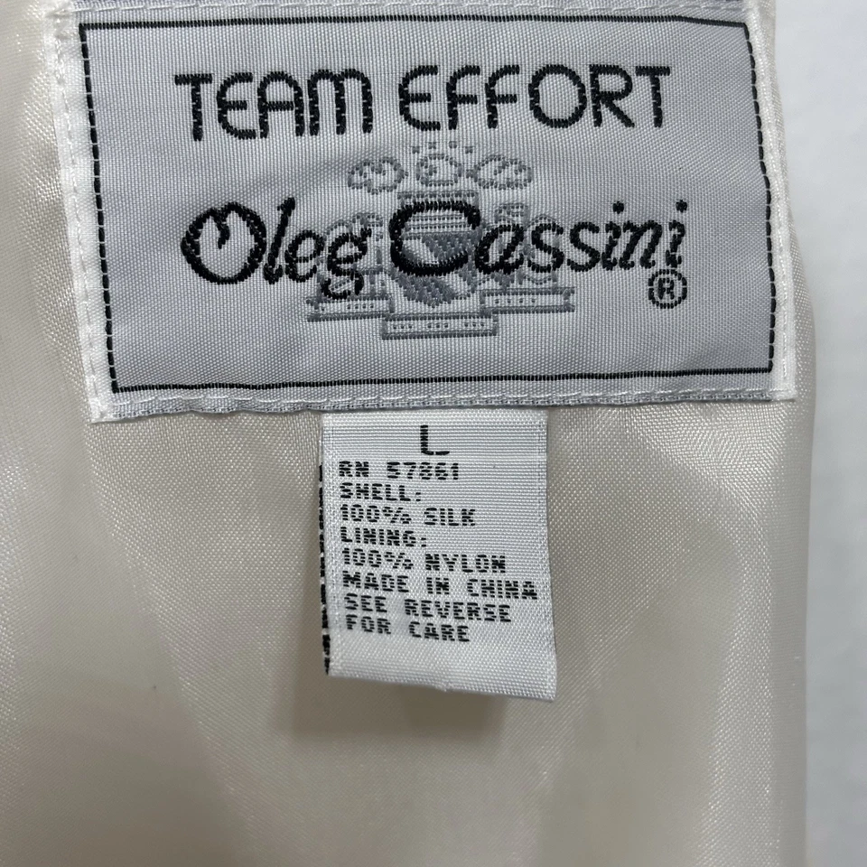 Chaqueta De Colección Oleg Cassini Marfil Con Cuentas Seda Grande Declaración Artística Retro Años 70 80 Foto 3 de 4