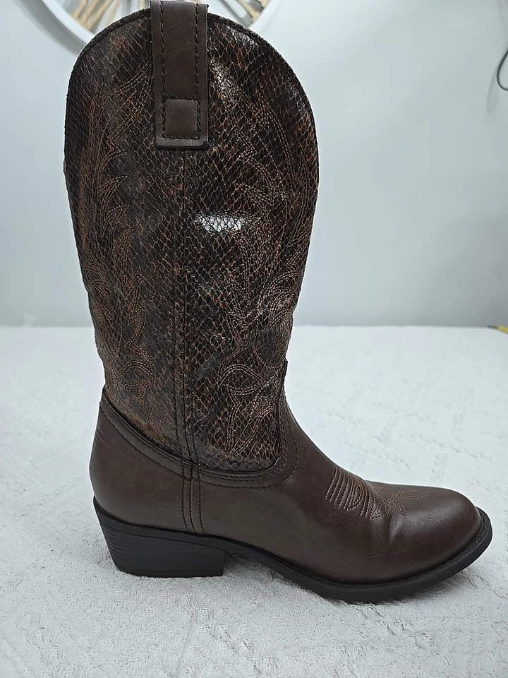 Botas vaqueras para mujer Rampage marrones talla 6,5 M Walden Western Foto 3 de 4