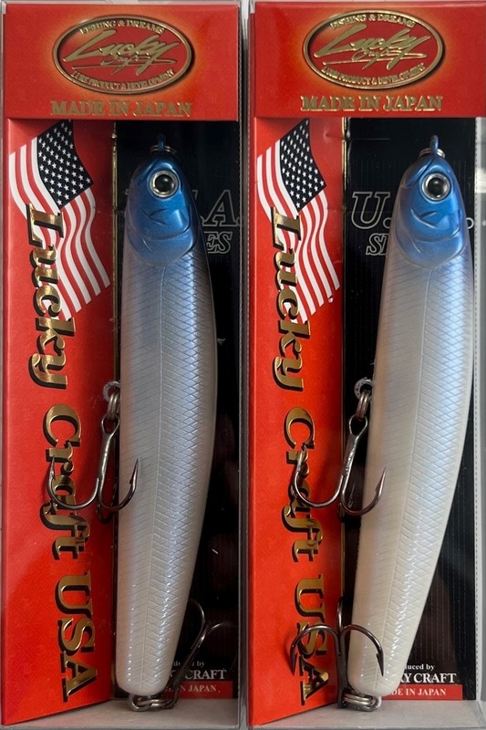 (LOT OF 2) LUCKY CRAFT WANDER 95 3/4OZ WD95-381 BLUE PEARL SHAD K9106