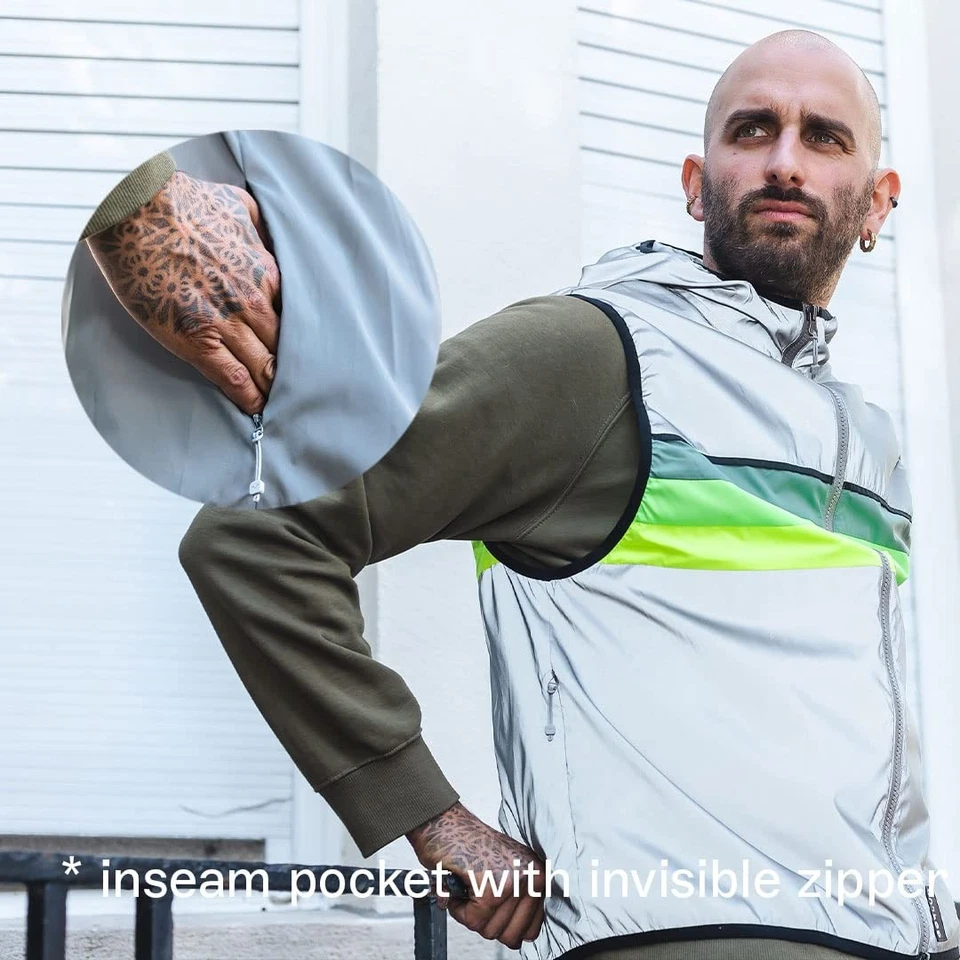 North Reflective Vest Size L – Stylish Hi-Vis Hoodie with Pockets & 2-Way Zip... - Image 4 of 4