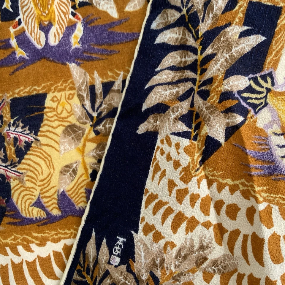 KREIER 蓝色棉质女式围巾动物和叶子印花 EX CON 27 ̈/ 27 ̈ — 第 4/4 张图片