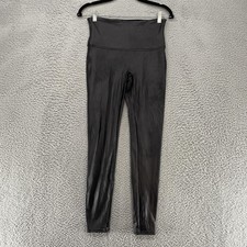 Spanx Faux Leather Leggings Womens Large Black High Rise Shaping Pull On Ankle