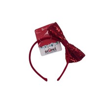 Scunci Red Sequin Bow Headband Girls OS Red Holiday Christmas Party Sparkle