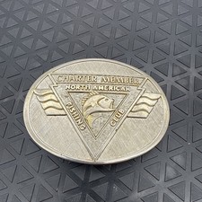 Charter Member North American Fishing Club Belt Buckle 24k And Rhodium Fish