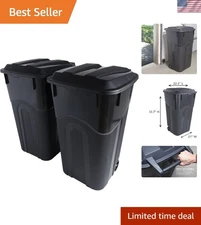 Transport with Ease: 32 Gallon Outdoor Waste Can with Attached Snap Lock Lid